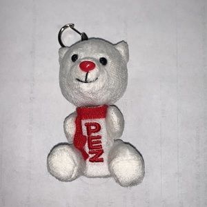White Plush Bear PEZ Candy Dispenser with Clip On Chain